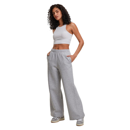Heather Grey - Lifestyle - Build Your Brand Womens-Ladies Wide Leg Sweatpants