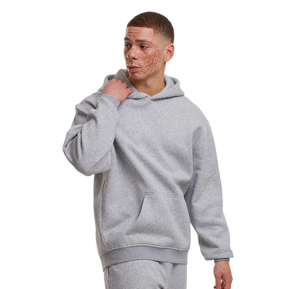 Heather Grey - Side - Build Your Brand Mens Loose Fit Hoodie
