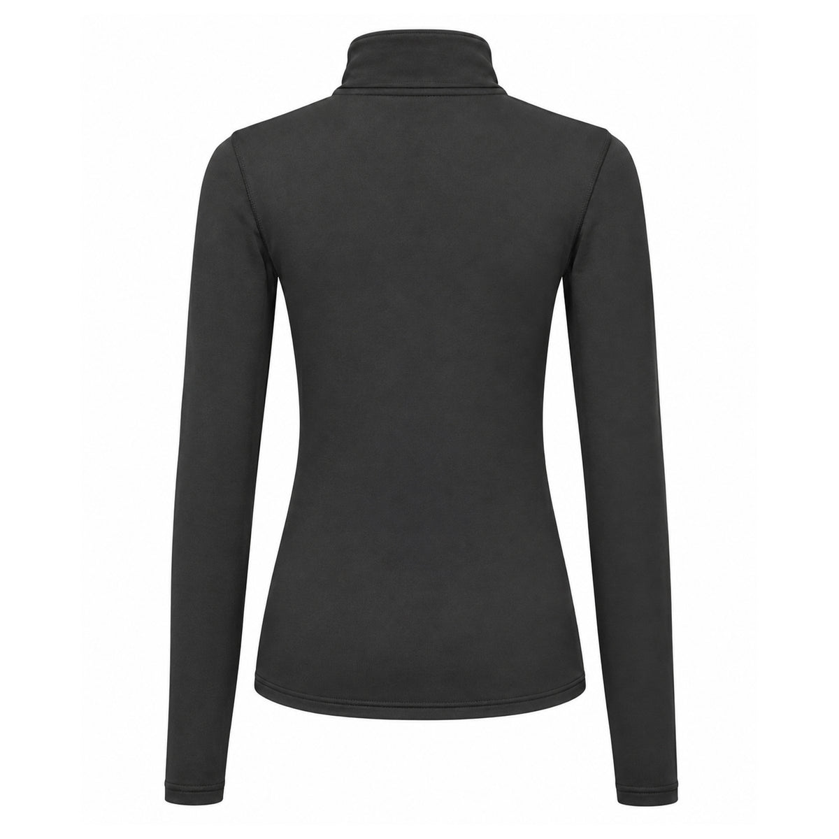 Charcoal-Black - Back - TriDri Womens-Ladies Brushed Back Zipped Long-Sleeved Athletic Sports Top