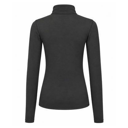 Charcoal-Black - Back - TriDri Womens-Ladies Brushed Back Zipped Long-Sleeved Athletic Sports Top