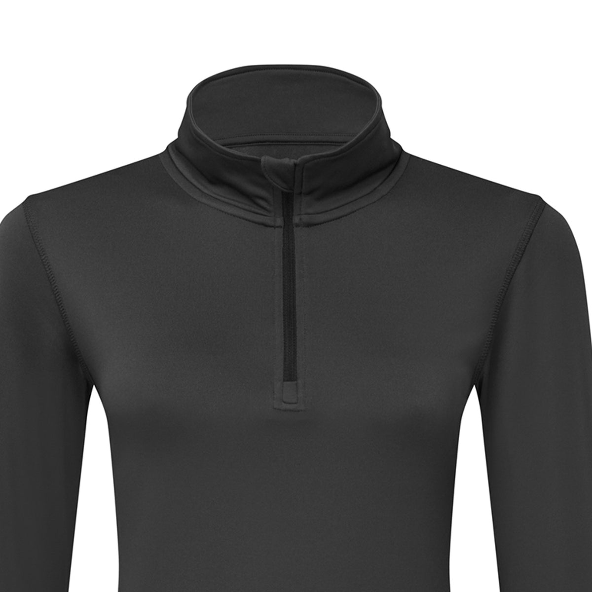 Charcoal-Black - Side - TriDri Womens-Ladies Brushed Back Zipped Long-Sleeved Athletic Sports Top