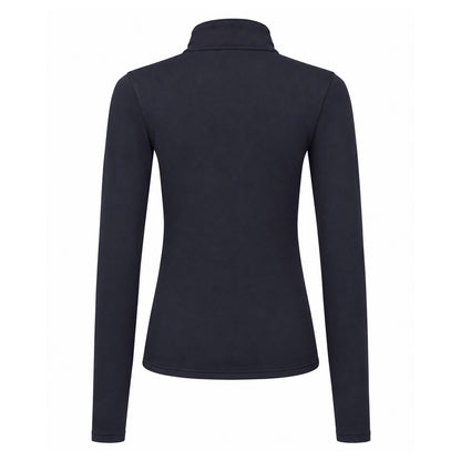 French Navy-White - Back - TriDri Womens-Ladies Brushed Back Zipped Long-Sleeved Athletic Sports Top