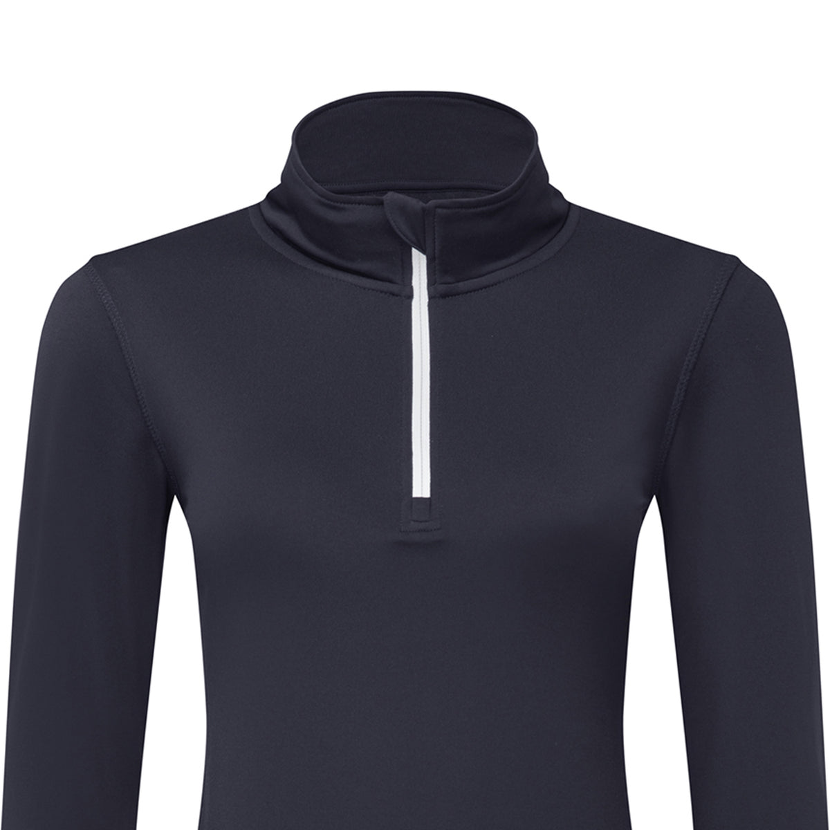French Navy-White - Side - TriDri Womens-Ladies Brushed Back Zipped Long-Sleeved Athletic Sports Top