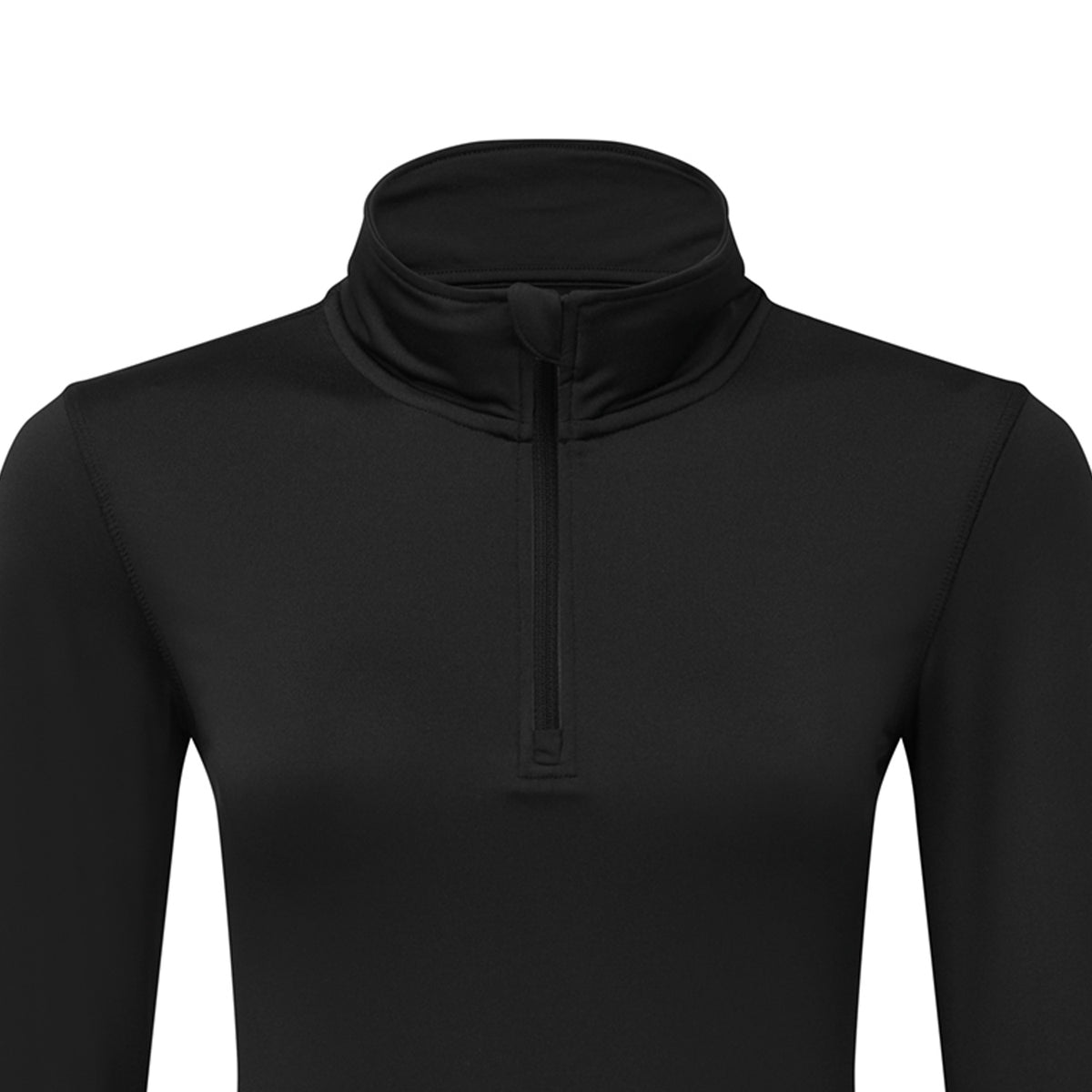 Black - Side - TriDri Womens-Ladies Brushed Back Zipped Long-Sleeved Athletic Sports Top