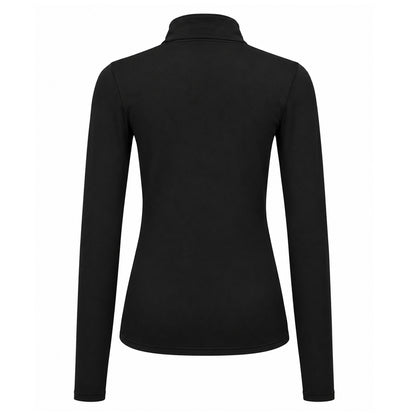 Black-White - Back - TriDri Womens-Ladies Brushed Back Zipped Long-Sleeved Athletic Sports Top