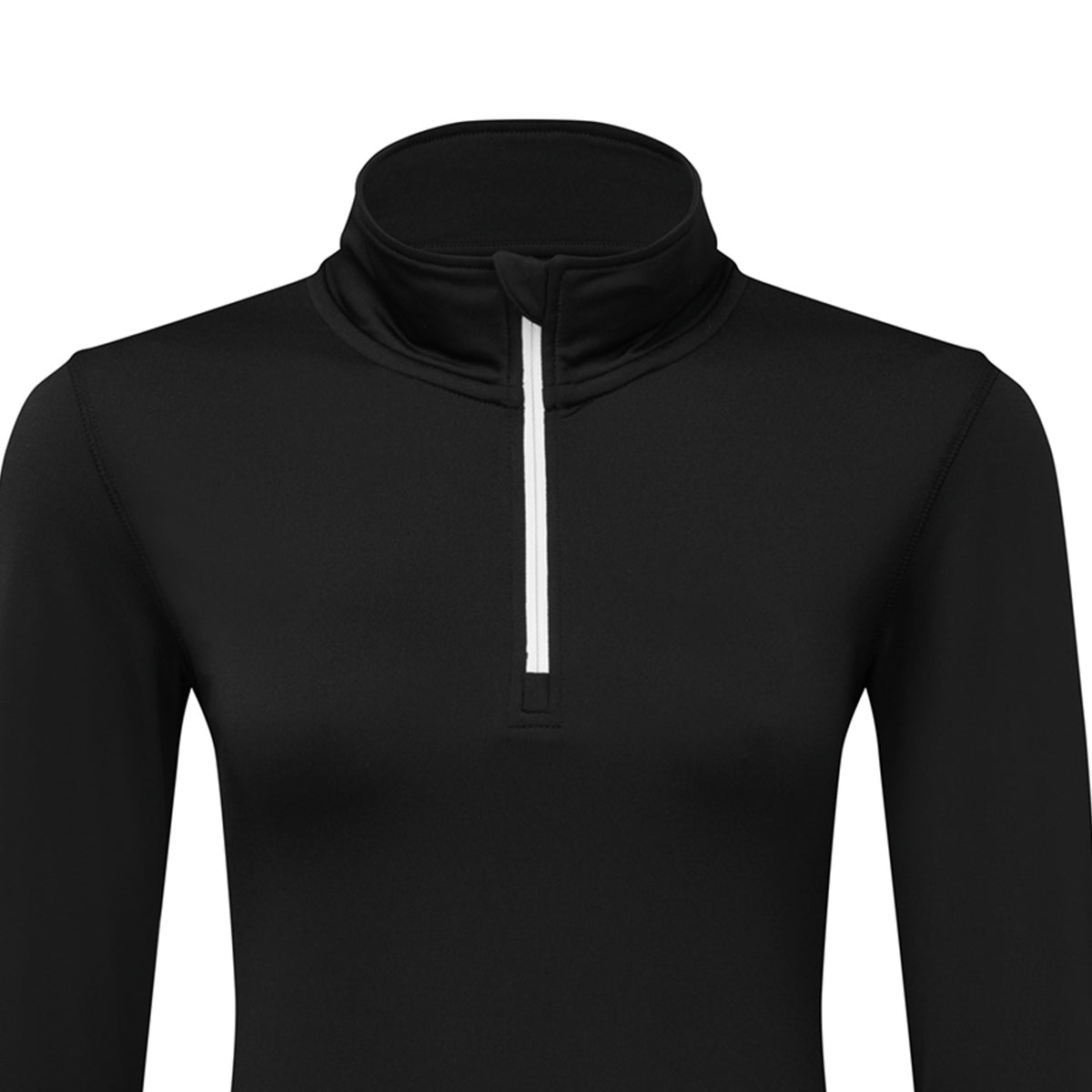 Black-White - Side - TriDri Womens-Ladies Brushed Back Zipped Long-Sleeved Athletic Sports Top