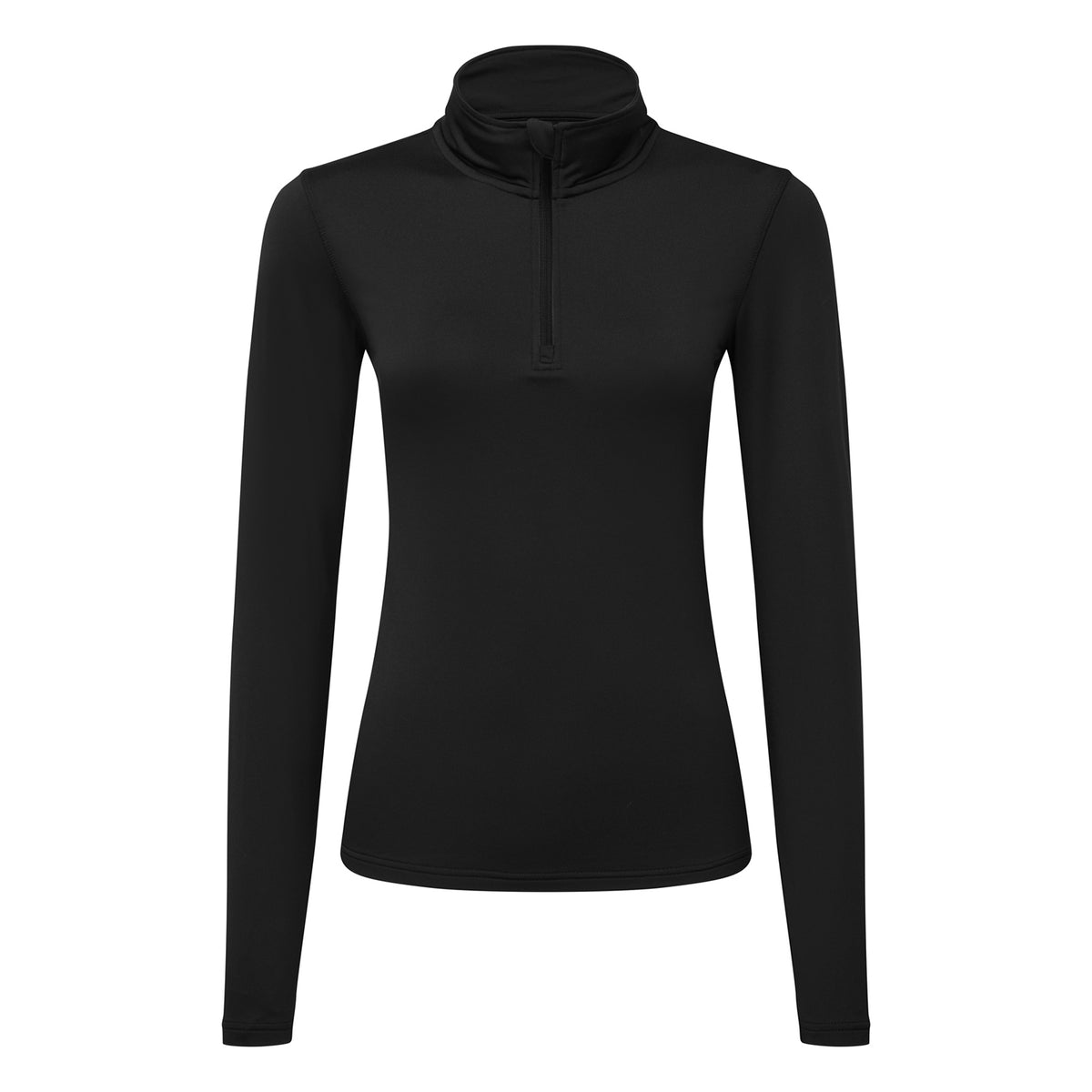 Black - Front - TriDri Womens-Ladies Brushed Back Zipped Long-Sleeved Athletic Sports Top
