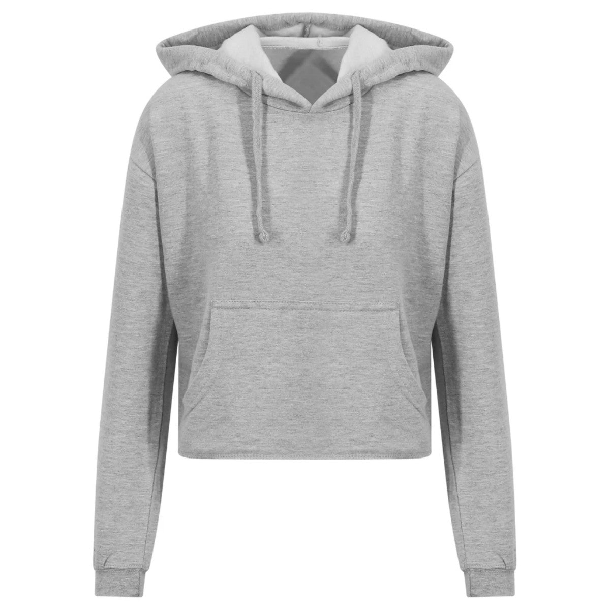 Heather Grey - Front - Awdis Womens-Ladies Heather Crop Hoodie