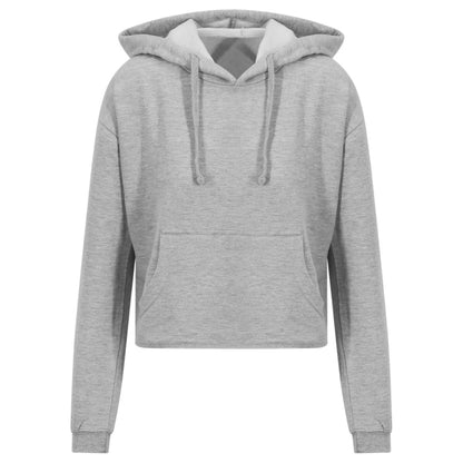Heather Grey - Front - Awdis Womens-Ladies Heather Crop Hoodie