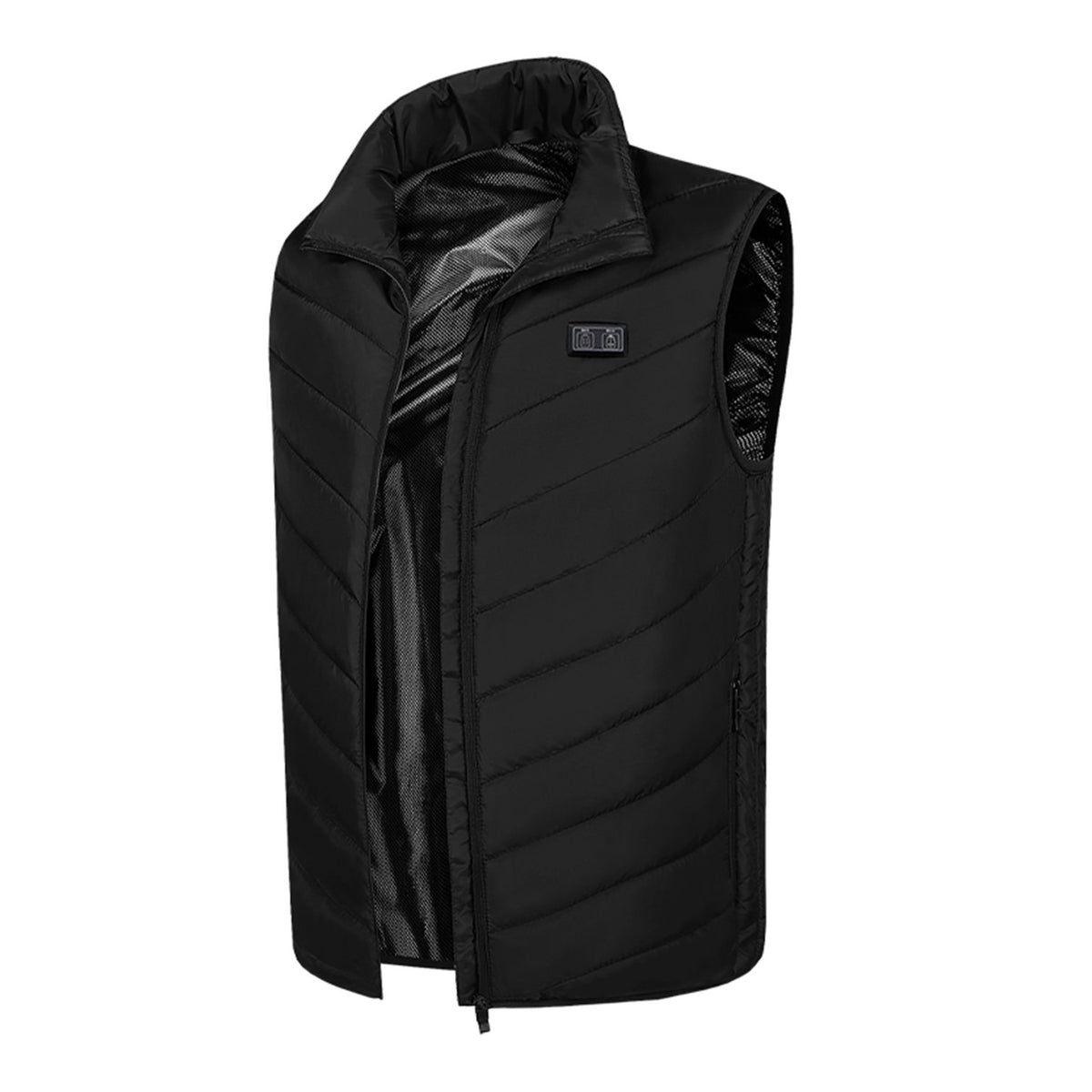 Black - Side - Ribbon Unisex Adult Eskimo Padded Heated Gilet