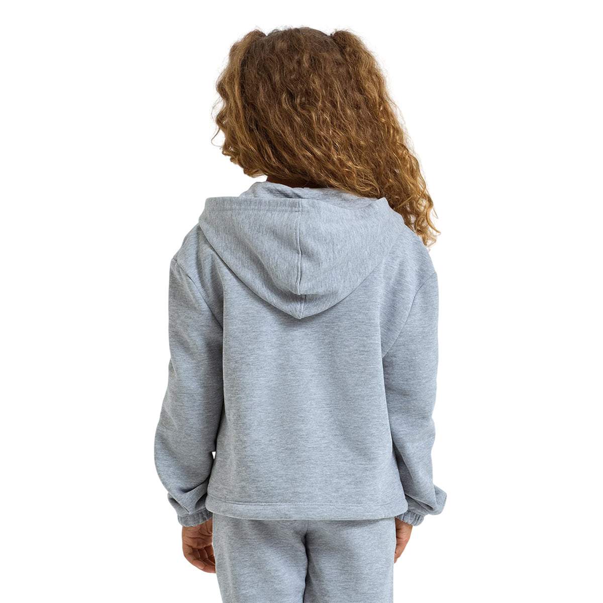 Heather Grey - Back - TriDri Childrens-Kids Cropped Oversized Drawstring Hoodie