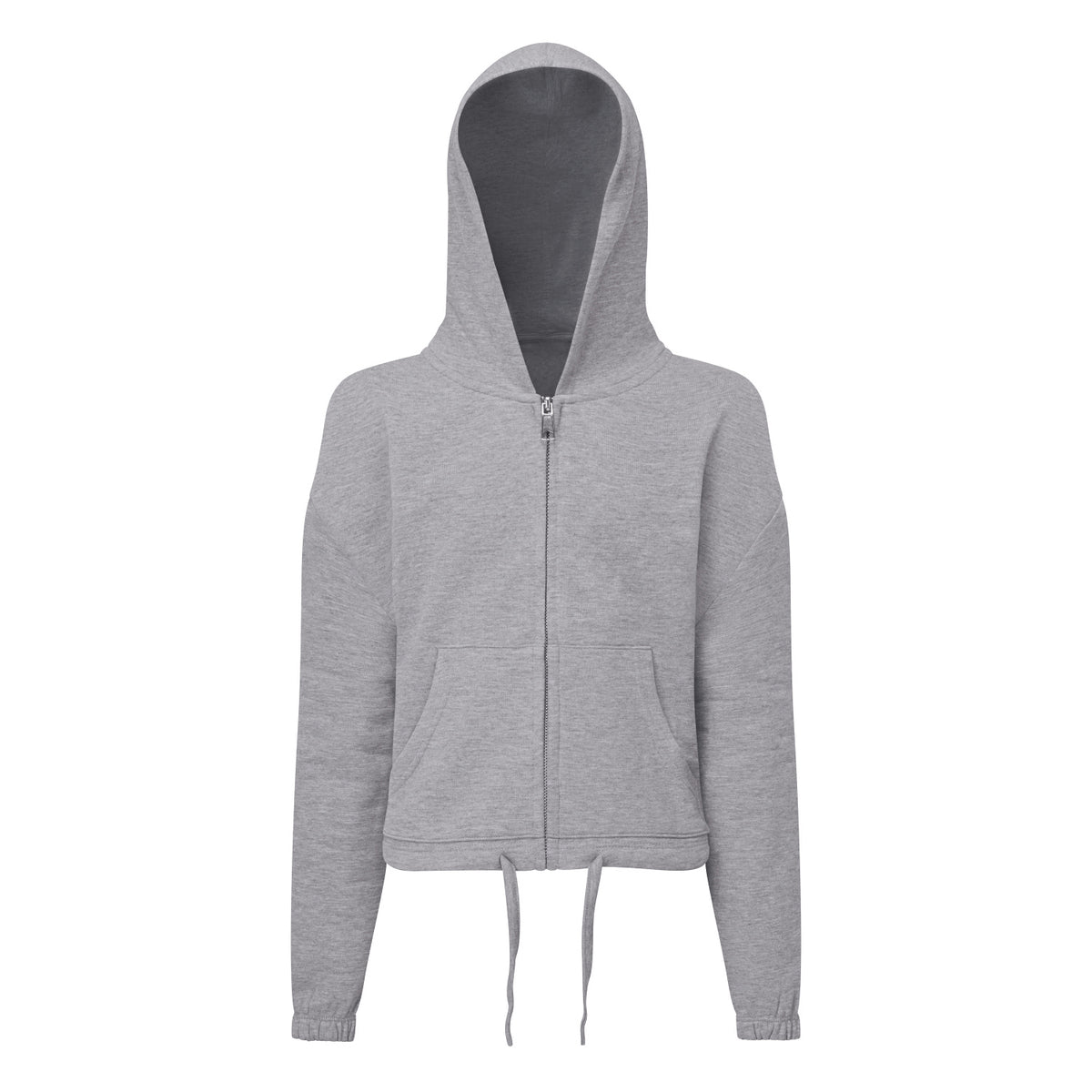 Heather Grey - Front - TriDri Childrens-Kids Cropped Oversized Drawstring Hoodie