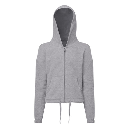 Heather Grey - Front - TriDri Childrens-Kids Cropped Oversized Drawstring Hoodie