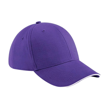 Purple-White - Front - Beechfield Athleisure 6 Panel Cap