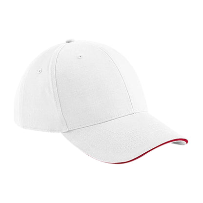 White-Classic Red - Front - Beechfield Athleisure 6 Panel Cap