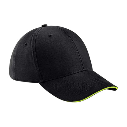 Black-Lime Green - Front - Beechfield Athleisure 6 Panel Cap