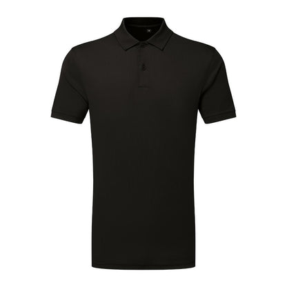 Black - Front - TriDri Mens Textured Recycled Textured Short-Sleeved Polo Shirt