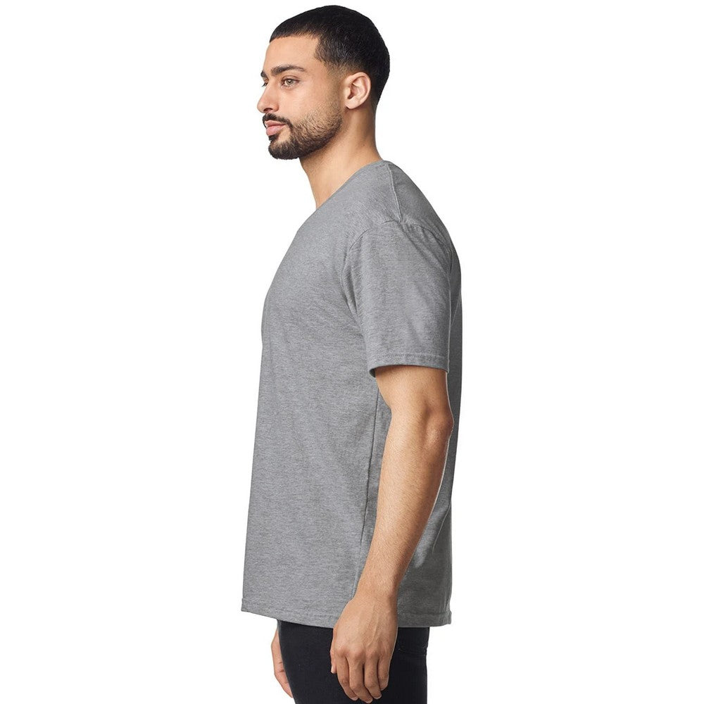 Sports Grey - Side - Gildan Mens Soft Touch V Neck T-Shirt