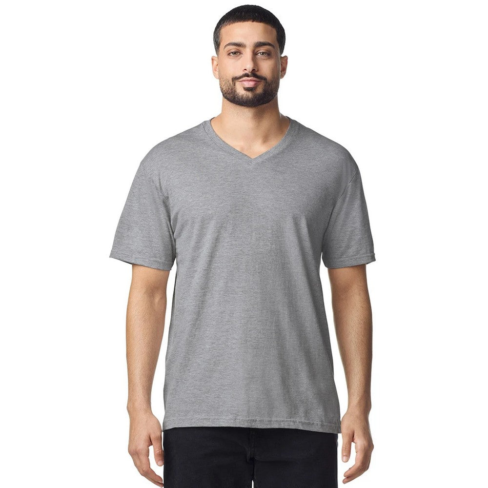 Sports Grey - Lifestyle - Gildan Mens Soft Touch V Neck T-Shirt