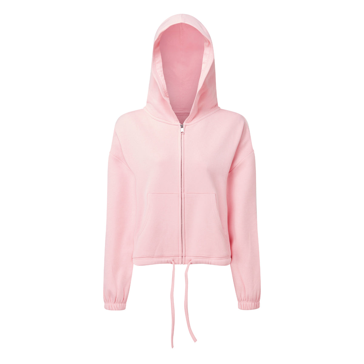Light Pink - Front - TriDri Womens-Ladies Recycled Drawstring Oversized Full Zip Hoodie