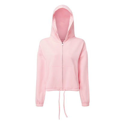 Light Pink - Front - TriDri Womens-Ladies Recycled Drawstring Oversized Full Zip Hoodie