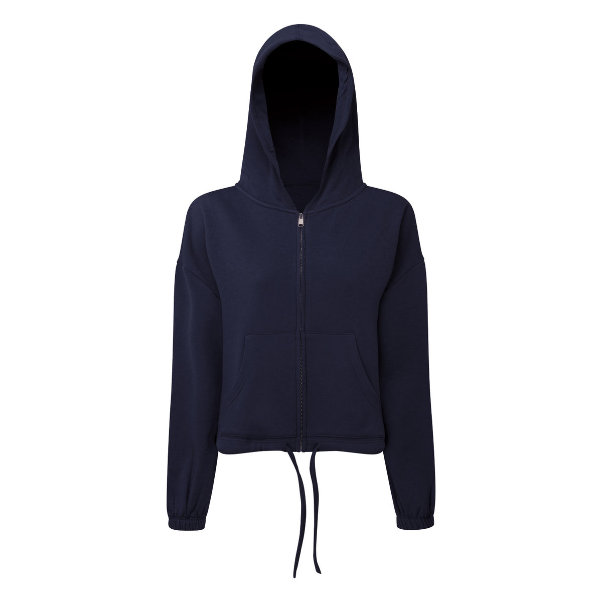 Navy - Front - TriDri Womens-Ladies Recycled Drawstring Oversized Full Zip Hoodie