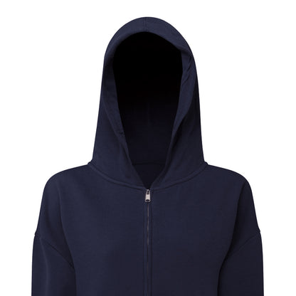 Navy - Side - TriDri Womens-Ladies Recycled Drawstring Oversized Full Zip Hoodie