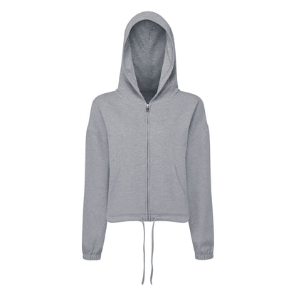 Grey - Front - TriDri Womens-Ladies Recycled Drawstring Oversized Full Zip Hoodie