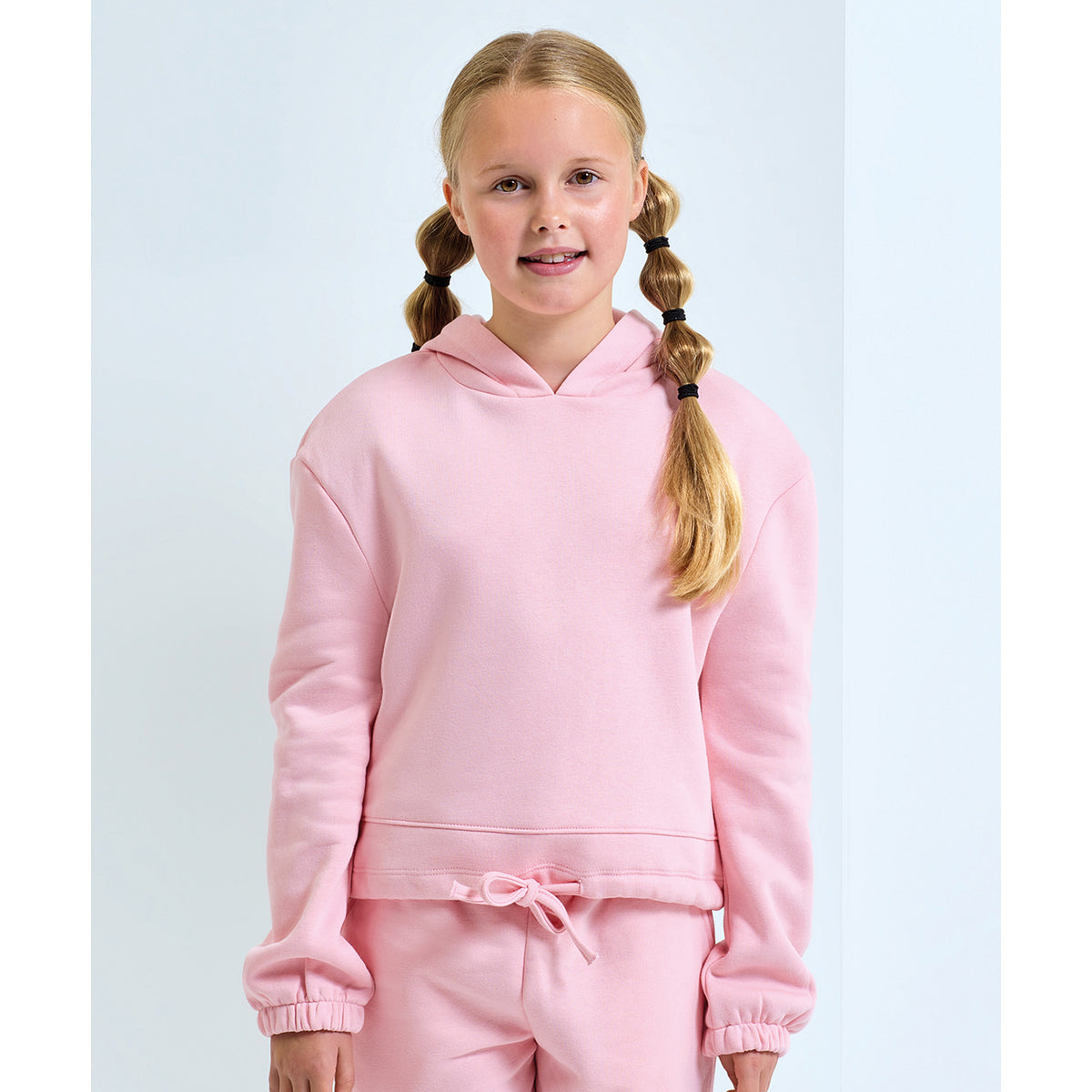 Light Pink - Side - TriDri Childrens-Kids Recycled Cropped Relaxed Fit Hoodie
