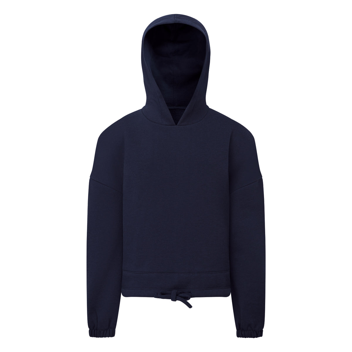 Navy - Front - TriDri Childrens-Kids Recycled Cropped Relaxed Fit Hoodie