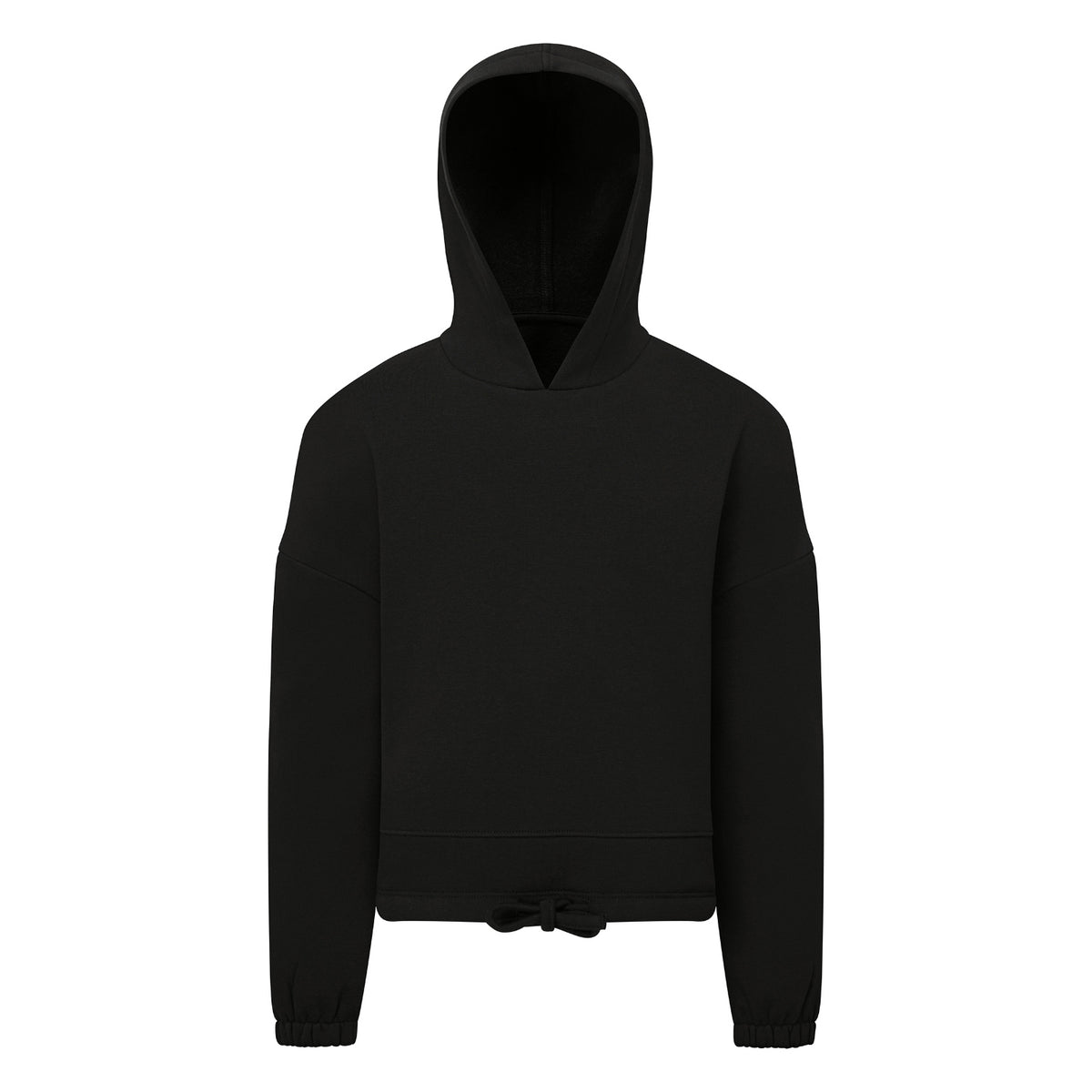 Black - Front - TriDri Childrens-Kids Recycled Cropped Relaxed Fit Hoodie