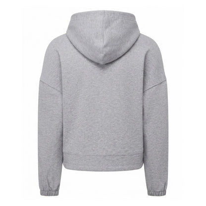 Grey - Back - TriDri Childrens-Kids Heather Cropped Oversized Drawstring Hoodie