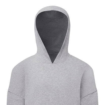 Grey - Side - TriDri Childrens-Kids Heather Cropped Oversized Drawstring Hoodie
