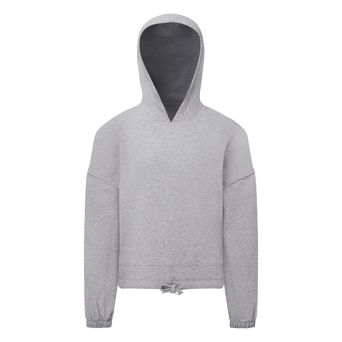 Grey - Front - TriDri Childrens-Kids Heather Cropped Oversized Drawstring Hoodie