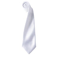 White - Front - Premier Mens Plain Satin Tie (Narrow Blade)