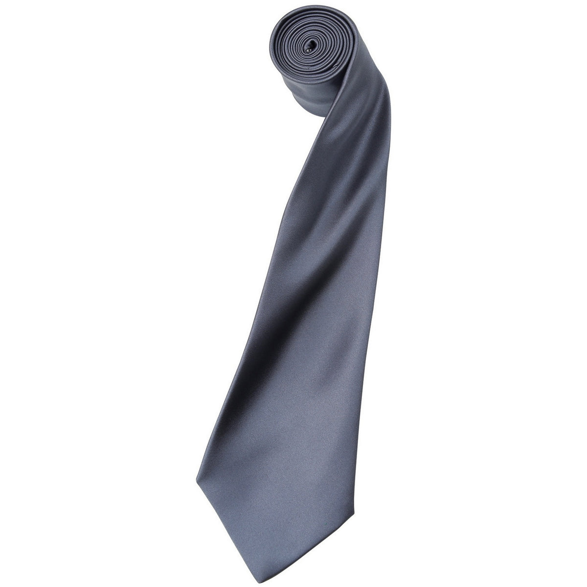 Steel - Front - Premier Mens Plain Satin Tie (Narrow Blade)