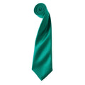 Emerald - Front - Premier Mens Plain Satin Tie (Narrow Blade)