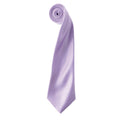 Lilac - Front - Premier Mens Plain Satin Tie (Narrow Blade)