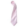 Pink - Front - Premier Mens Plain Satin Tie (Narrow Blade)