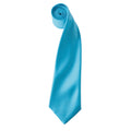 Turquoise - Front - Premier Mens Plain Satin Tie (Narrow Blade)