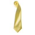 Lemon - Front - Premier Mens Plain Satin Tie (Narrow Blade)
