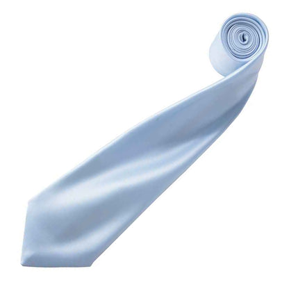 Light Blue - Back - Premier Mens Plain Satin Tie (Narrow Blade)