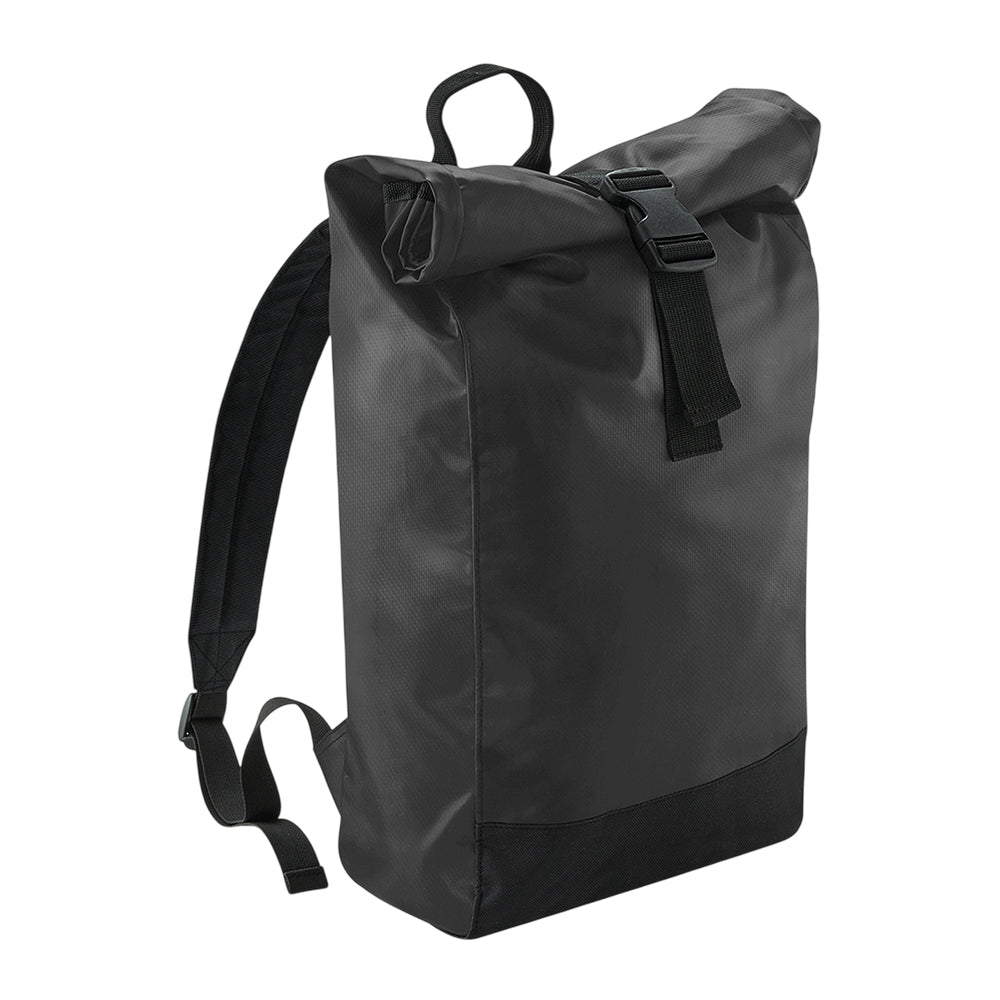 Black - Front - Bagbase Tarp Roll Top Backpack