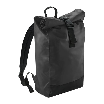 Black - Front - Bagbase Tarp Roll Top Backpack