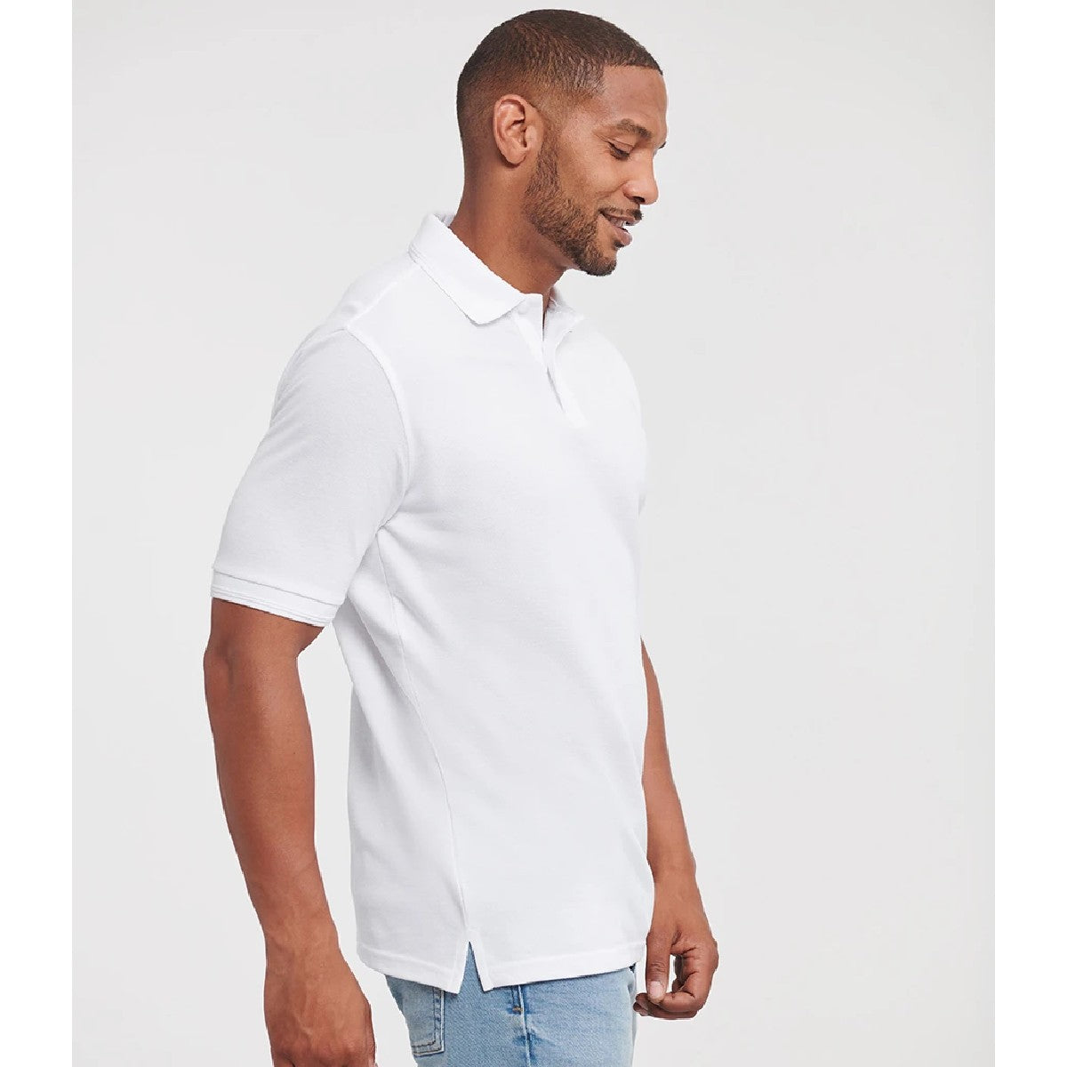 White - Side - Russell Mens Hardwearing Polo Shirt