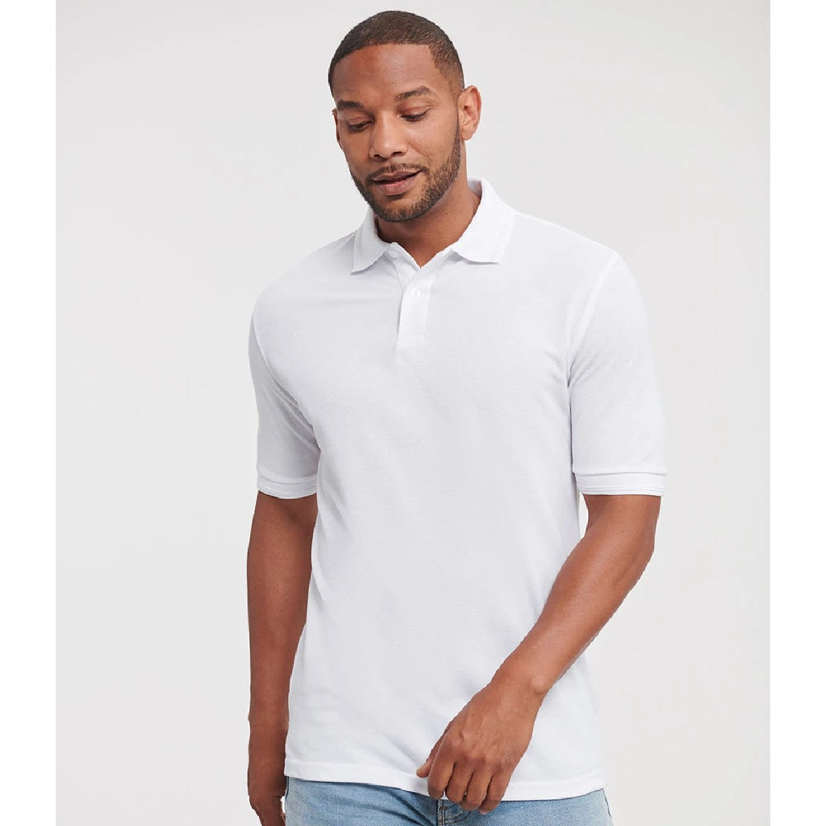 White - Pack Shot - Russell Mens Hardwearing Polo Shirt