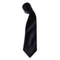 Black - Front - Premier Mens Plain Satin Tie (Narrow Blade)