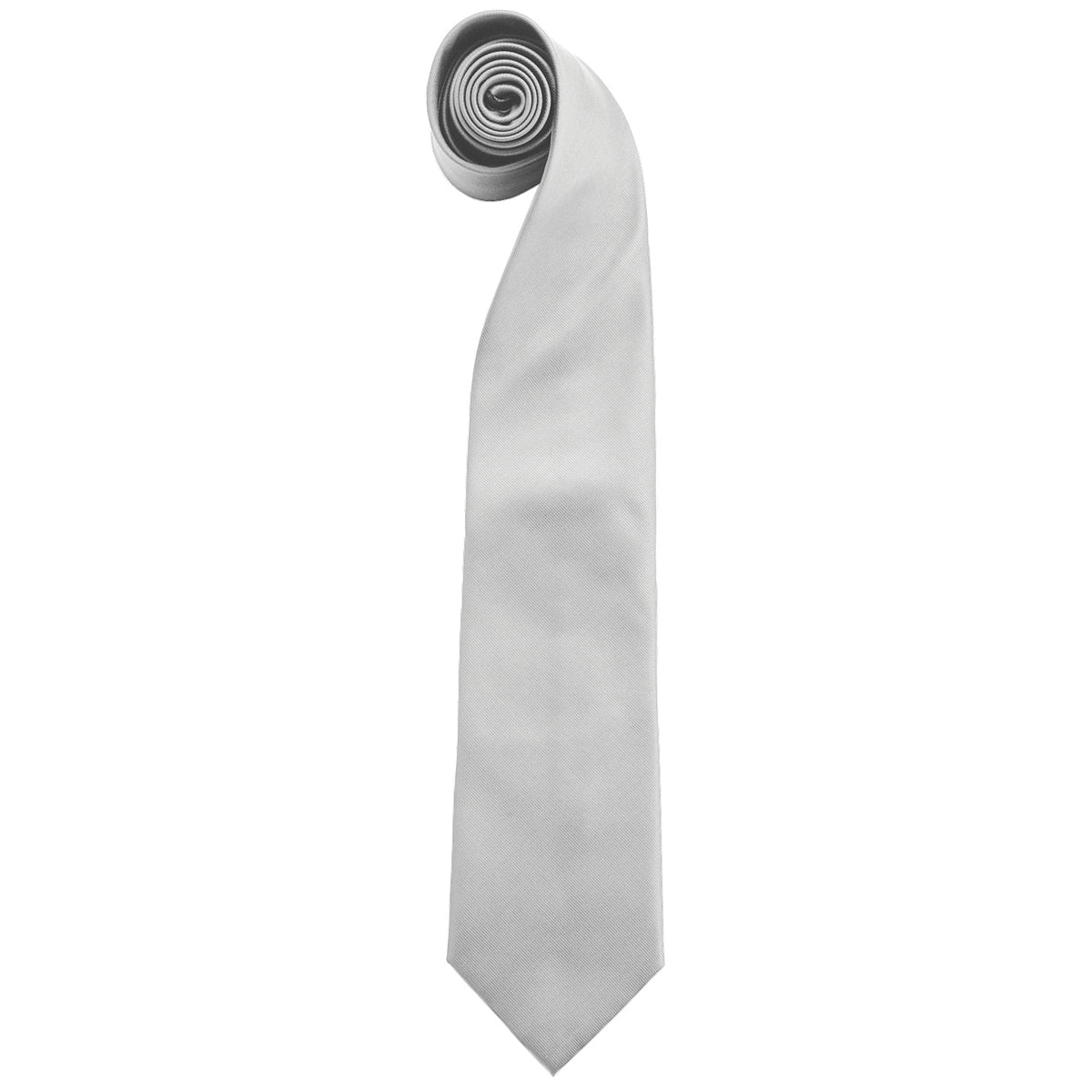 Silver - Front - Premier Mens “Colours” Plain Fashion - Business Tie