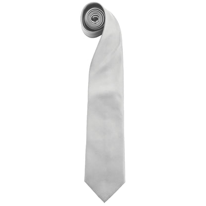 Silver - Front - Premier Mens “Colours” Plain Fashion - Business Tie