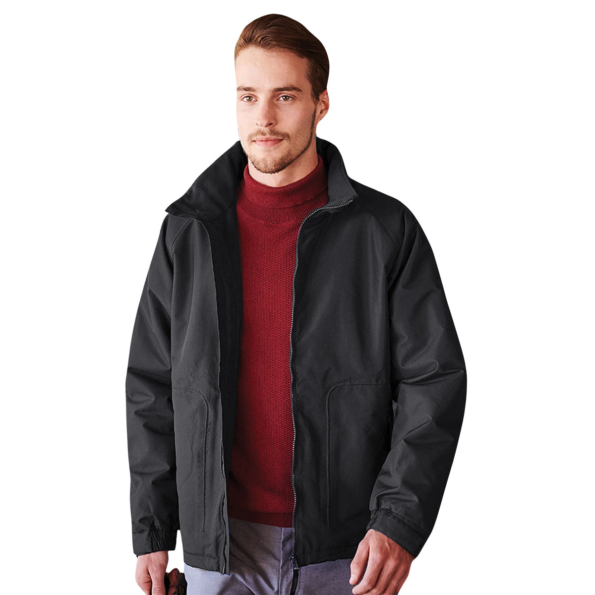 Black - Back - Regatta Mens Waterproof Windproof Jacket (Fleece Lined)